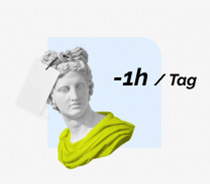 Weibliche Büste mit Noitzzettel am Kopf